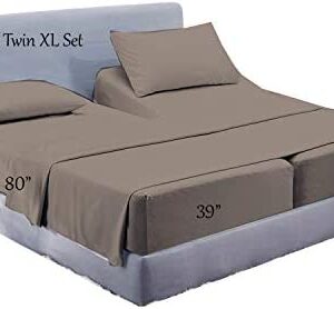 Split Bed Sheet Set (5 Pieces) Adjustable Bed Sheets - 100% Egyptian Cotton - 400 Thread Count - 16 Inch Deep Pocket of Fitted Sheet -(Split King,Taupe Solid)