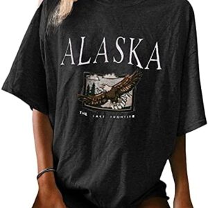 Women Novelty ALASKA Letter Print Stand Collar Hoodie Vintage Long Sleeve Sweatshirt Pullover
