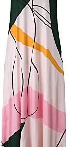 Women Sleeveless Plus Size Dresses Summer Casual Loose Fit Dresses Fashion Floral Printed Boho Dress (Pink, S)